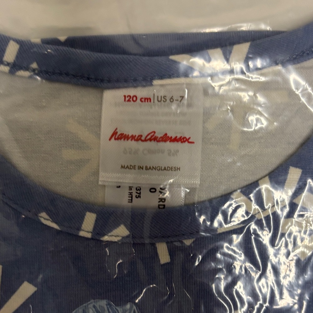 NWT Hanna Andersson Long Sleeve Swing Dress, Size 120 (US 6-7), Snowflake Blue - Picture 4 of 4
